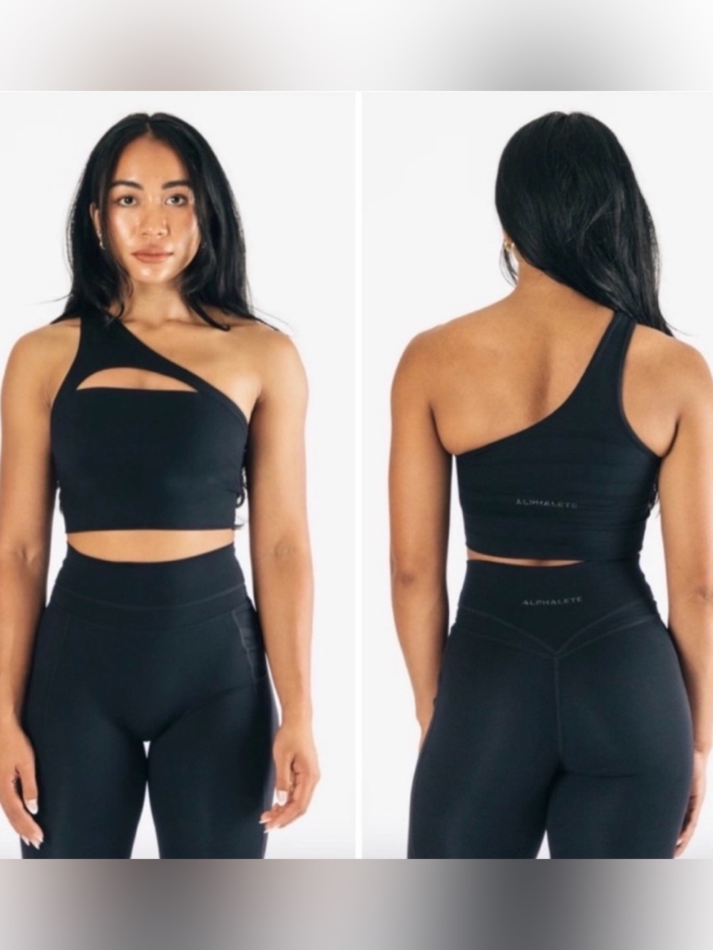Alphalete Asymmetric One-Shoulder Cutout Crop Tank Sports Bra x2